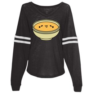 Women’s Slub Jersey Varsitee V-Neck Long Sleeve T-Shirt Thumbnail
