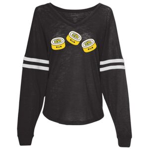 Women’s Slub Jersey Varsitee V-Neck Long Sleeve T-Shirt Thumbnail