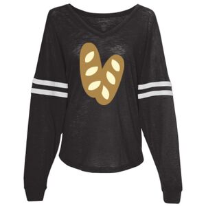 Women’s Slub Jersey Varsitee V-Neck Long Sleeve T-Shirt Thumbnail