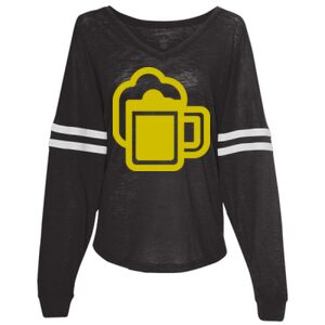 Women’s Slub Jersey Varsitee V-Neck Long Sleeve T-Shirt Thumbnail