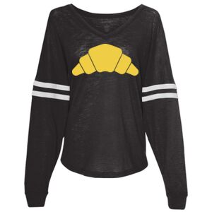 Women’s Slub Jersey Varsitee V-Neck Long Sleeve T-Shirt Thumbnail