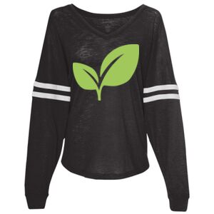 Women’s Slub Jersey Varsitee V-Neck Long Sleeve T-Shirt Thumbnail