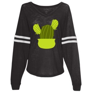 Women’s Slub Jersey Varsitee V-Neck Long Sleeve T-Shirt Thumbnail