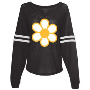 Women’s Slub Jersey Varsitee V-Neck Long Sleeve T-Shirt Thumbnail