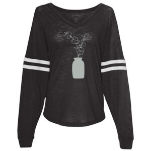 Women’s Slub Jersey Varsitee V-Neck Long Sleeve T-Shirt Thumbnail