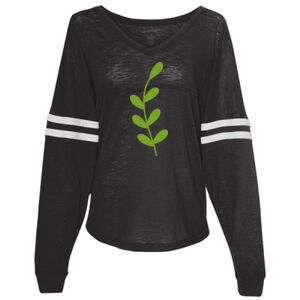 Women’s Slub Jersey Varsitee V-Neck Long Sleeve T-Shirt Thumbnail