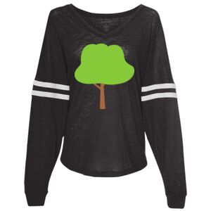 Women’s Slub Jersey Varsitee V-Neck Long Sleeve T-Shirt Thumbnail