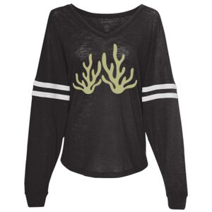 Women’s Slub Jersey Varsitee V-Neck Long Sleeve T-Shirt Thumbnail