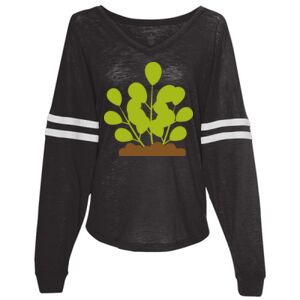 Women’s Slub Jersey Varsitee V-Neck Long Sleeve T-Shirt Thumbnail