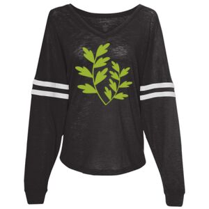 Women’s Slub Jersey Varsitee V-Neck Long Sleeve T-Shirt Thumbnail