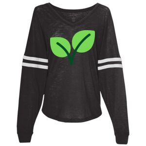 Women’s Slub Jersey Varsitee V-Neck Long Sleeve T-Shirt Thumbnail