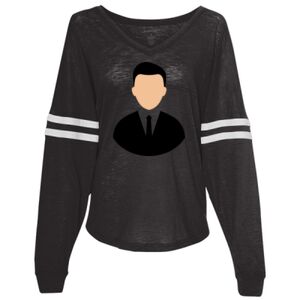 Women’s Slub Jersey Varsitee V-Neck Long Sleeve T-Shirt Thumbnail