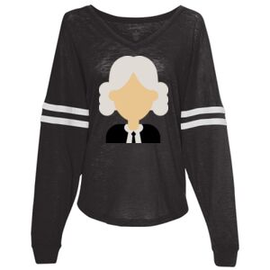 Women’s Slub Jersey Varsitee V-Neck Long Sleeve T-Shirt Thumbnail