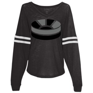Women’s Slub Jersey Varsitee V-Neck Long Sleeve T-Shirt Thumbnail