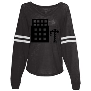 Women’s Slub Jersey Varsitee V-Neck Long Sleeve T-Shirt Thumbnail