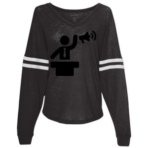 Women’s Slub Jersey Varsitee V-Neck Long Sleeve T-Shirt Thumbnail