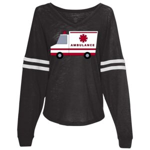 Women’s Slub Jersey Varsitee V-Neck Long Sleeve T-Shirt Thumbnail