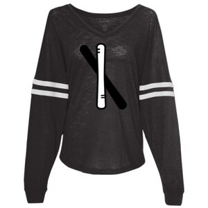 Women’s Slub Jersey Varsitee V-Neck Long Sleeve T-Shirt Thumbnail