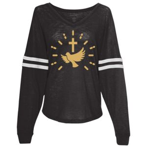 Women’s Slub Jersey Varsitee V-Neck Long Sleeve T-Shirt Thumbnail