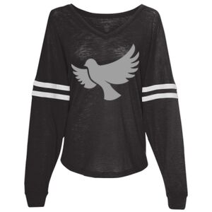 Women’s Slub Jersey Varsitee V-Neck Long Sleeve T-Shirt Thumbnail