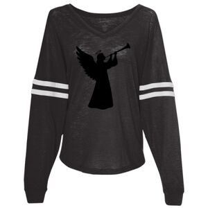 Women’s Slub Jersey Varsitee V-Neck Long Sleeve T-Shirt Thumbnail