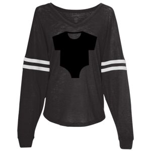 Women’s Slub Jersey Varsitee V-Neck Long Sleeve T-Shirt Thumbnail