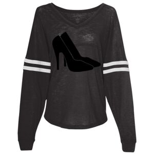 Women’s Slub Jersey Varsitee V-Neck Long Sleeve T-Shirt Thumbnail
