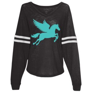 Women’s Slub Jersey Varsitee V-Neck Long Sleeve T-Shirt Thumbnail