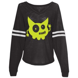 Women’s Slub Jersey Varsitee V-Neck Long Sleeve T-Shirt Thumbnail
