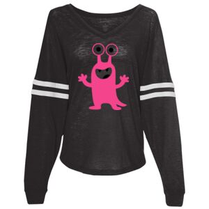 Women’s Slub Jersey Varsitee V-Neck Long Sleeve T-Shirt Thumbnail