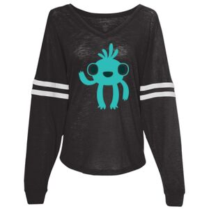 Women’s Slub Jersey Varsitee V-Neck Long Sleeve T-Shirt Thumbnail