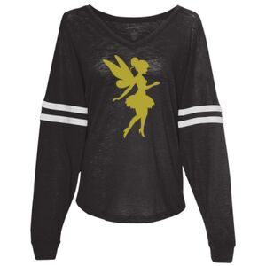 Women’s Slub Jersey Varsitee V-Neck Long Sleeve T-Shirt Thumbnail