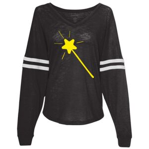 Women’s Slub Jersey Varsitee V-Neck Long Sleeve T-Shirt Thumbnail