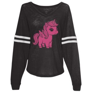 Women’s Slub Jersey Varsitee V-Neck Long Sleeve T-Shirt Thumbnail