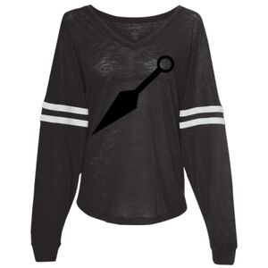 Women’s Slub Jersey Varsitee V-Neck Long Sleeve T-Shirt Thumbnail