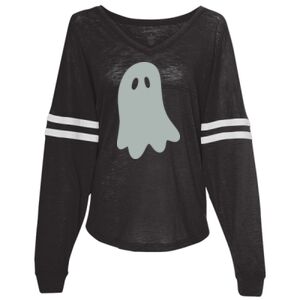 Women’s Slub Jersey Varsitee V-Neck Long Sleeve T-Shirt Thumbnail