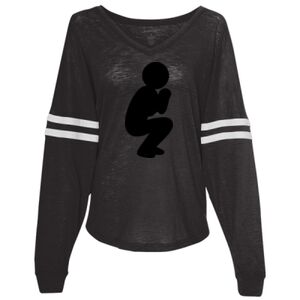 Women’s Slub Jersey Varsitee V-Neck Long Sleeve T-Shirt Thumbnail