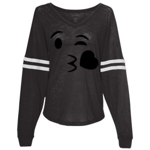 Women’s Slub Jersey Varsitee V-Neck Long Sleeve T-Shirt Thumbnail