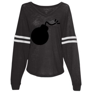 Women’s Slub Jersey Varsitee V-Neck Long Sleeve T-Shirt Thumbnail