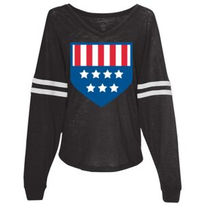 Women’s Slub Jersey Varsitee V-Neck Long Sleeve T-Shirt Thumbnail