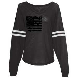 Women’s Slub Jersey Varsitee V-Neck Long Sleeve T-Shirt Thumbnail