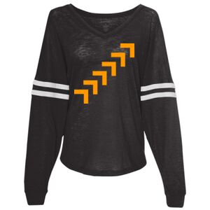 Women’s Slub Jersey Varsitee V-Neck Long Sleeve T-Shirt Thumbnail