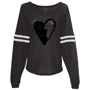 Women’s Slub Jersey Varsitee V-Neck Long Sleeve T-Shirt Thumbnail