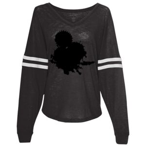 Women’s Slub Jersey Varsitee V-Neck Long Sleeve T-Shirt Thumbnail