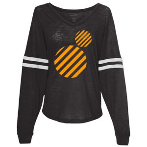 Women’s Slub Jersey Varsitee V-Neck Long Sleeve T-Shirt Thumbnail